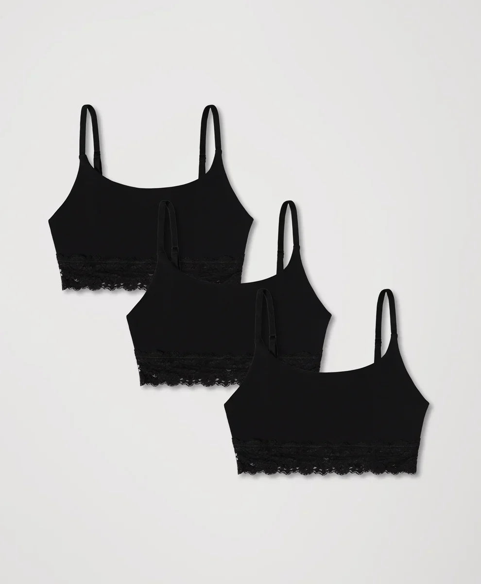 lace modern scoop bralette 3-pack