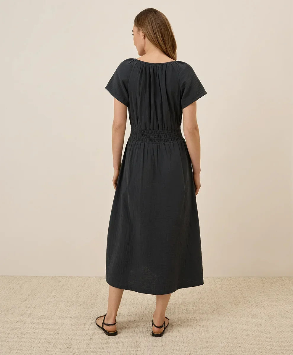 clearance coastal double gauze boho midi dress
