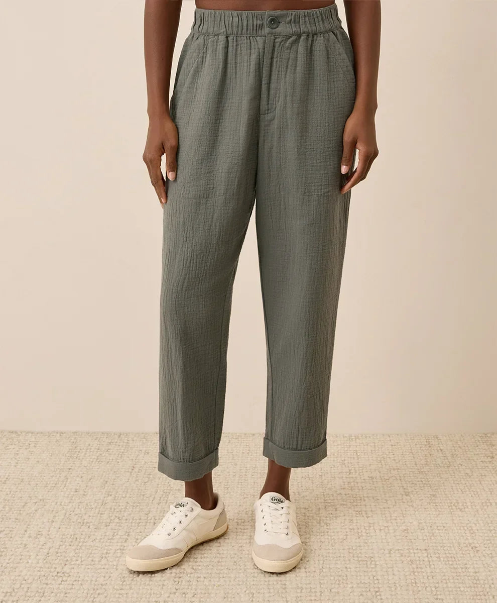 clearance coastal double gauze rolled cuff pant